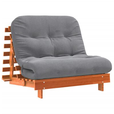 vidaXL viaszbarna tömör fenyőfa futon kanapéágy matraccal 100x206x11cm