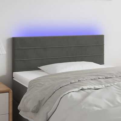 vidaXL sötétszürke bársony LED-es fejtámla 100x5x78/88 cm