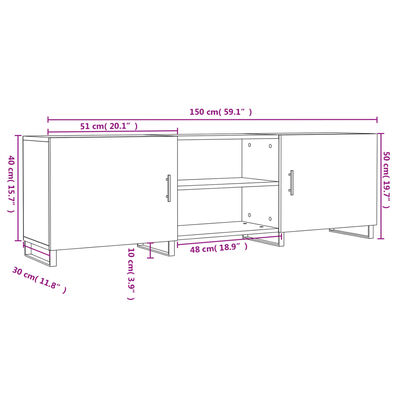 vidaXL fehér magasfényű szerelt fa TV-szekrény 150x30x50 cm