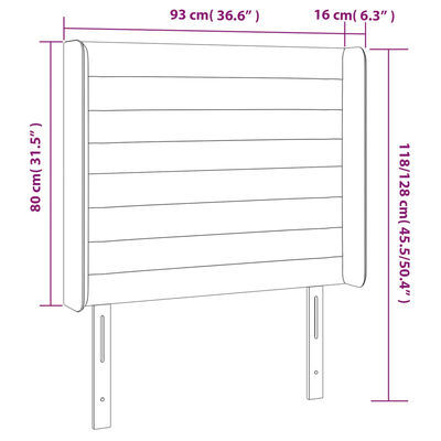 vidaXL világosszürke bársony LED-es fejtámla 93x16x118/128 cm