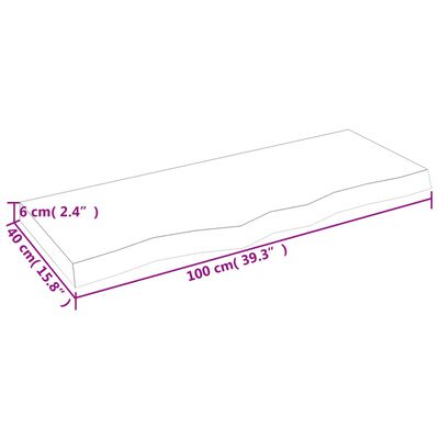 vidaXL kezeletlen tömör fa fürdőszobai pult 100x40x(2-6) cm