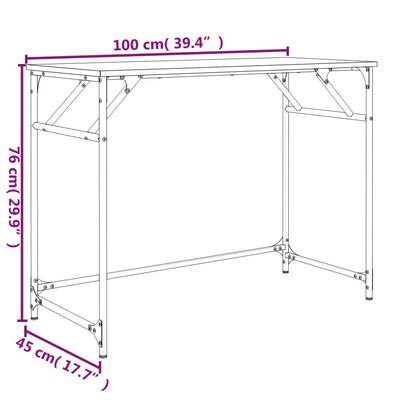 vidaXL füstös tölgy szerelt fa és porszórt acél íróasztal 100x45x76 cm