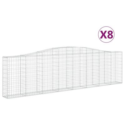 vidaXL 8 db íves horganyzott vas gabion kosár 400x30x100/120 cm