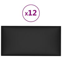 vidaXL 12 db fekete műbőr fali panel 30 x 15 cm 0,54 m²