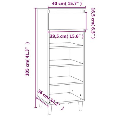 vidaXL fekete szerelt fa cipősszekrény 40x36x105 cm