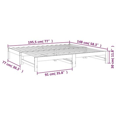 vidaXL fekete tömör fenyőfa kihúzható kanapéágy 2x(75x190) cm