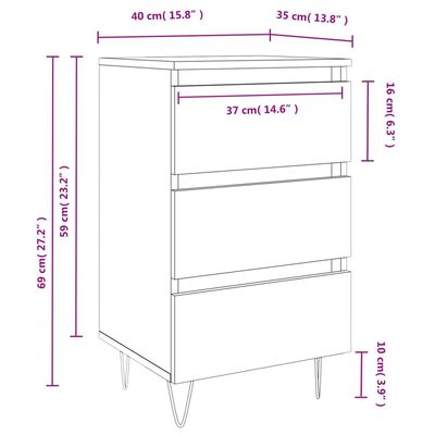 vidaXL 2 db füstös tölgy színű szerelt fa éjjeliszekrény 40x35x69 cm