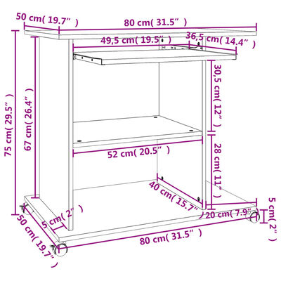 vidaXL barna tölgyszínű szerelt fa számítógépasztal 80 x 50 x 75 cm