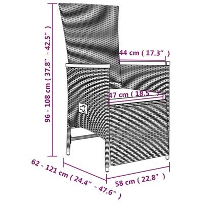 vidaXL 7 részes szürke polyrattan kerti étkezőgarnitúra párnával