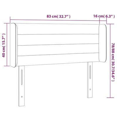 vidaXL világosszürke szövet LED-es fejtámla 83 x 16 x 78/88 cm