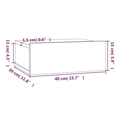 vidaXL füstös tölgy színű fali éjjeliszekrény 40 x 30 x 15 cm