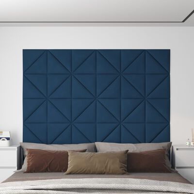 vidaXL 12 db kék bársony fali panel 30 x 30 cm 0,54 m²