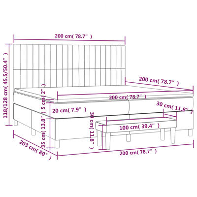 vidaXL fekete szövet rugós ágy matraccal 200 x 200 cm