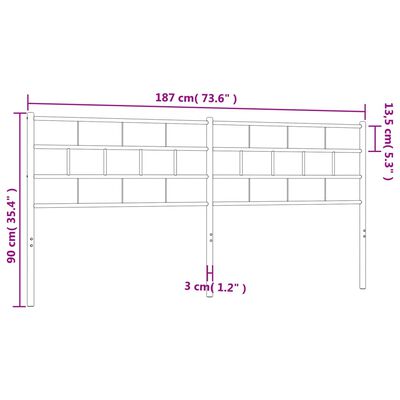 vidaXL fehér fém fejtámla 180 cm