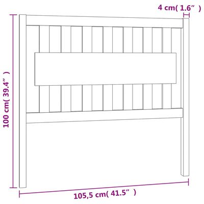 vidaXL szürke tömör fenyőfa ágyfejtámla 105,5x4x100 cm