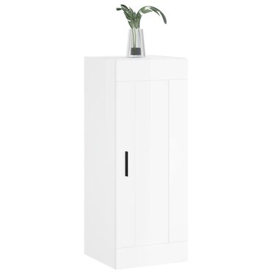 vidaXL magasfényű fehér szerelt fa fali szekrény 34,5x34x90 cm