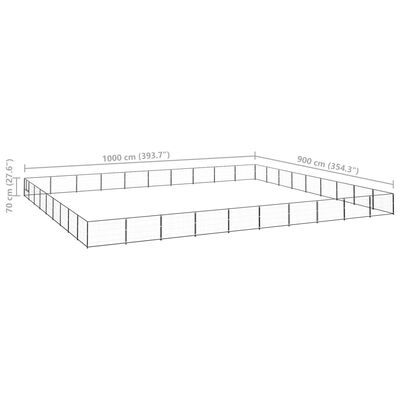 vidaXL fekete acél kutyakennel 90 m²