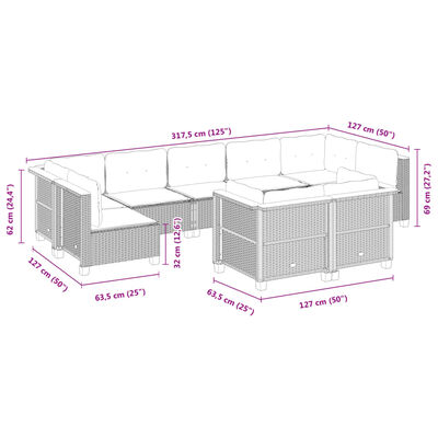 vidaXL 9 részes szürke polyrattan kerti ülőgarnitúra párnákkal