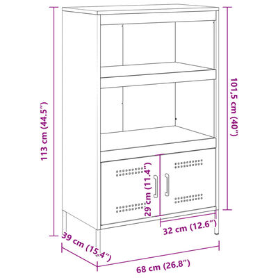 vidaXL fekete acél magasszekrény 68 x 39 x 113 cm