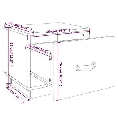 vidaXL 2 db tömör fenyőfa éjjeliszekrény 40 x 34 x 35 cm