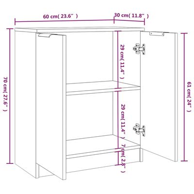 vidaXL 2 db fehér szerelt fa tálalóasztal 60 x 30 x 70 cm