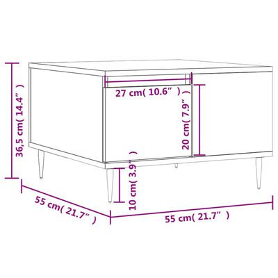 vidaXL betonszürke szerelt fa dohányzóasztal 55x55x36,5 cm