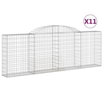 vidaXL 11 db íves horganyzott vas gabion kosár 300 x 30 x 100/120 cm