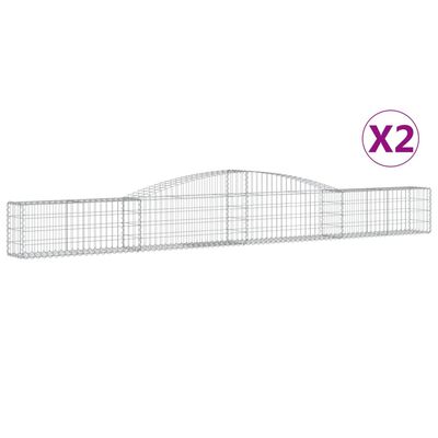 vidaXL 2 db íves horganyzott vas gabion kosár 400x30x40/60 cm