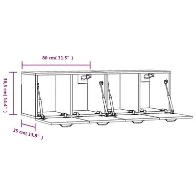 vidaXL 2 db füstös tölgy színű szerelt fa faliszekrény 80x35x36,5 cm