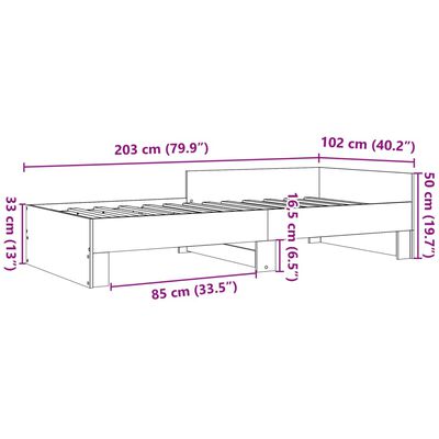 vidaXL füstös tölgy színű szerelt fa ágykeret matrac nélkül 100x200 cm