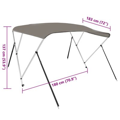 vidaXL szürke háromágú bimini tető 183 x 180 x 137 cm