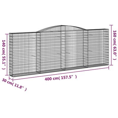 vidaXL 7 db íves horganyzott vas gabion kosár 400x30x140/160 cm