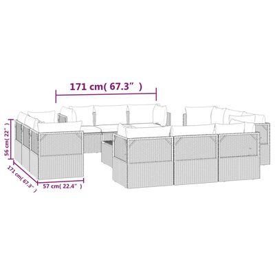 vidaXL 13 részes szürke polyrattan kerti ülőgarnitúra párnákkal