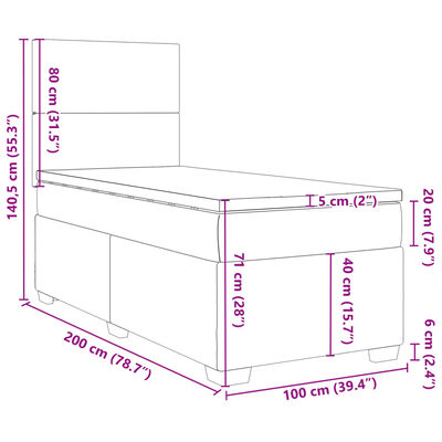 vidaXL tópszínű szövet rugós ágy matraccal 100 x 200 cm