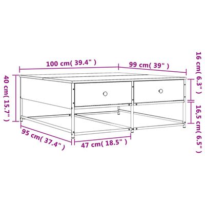 vidaXL szürke sonoma színű szerelt fa dohányzóasztal 100 x 99 x 40 cm