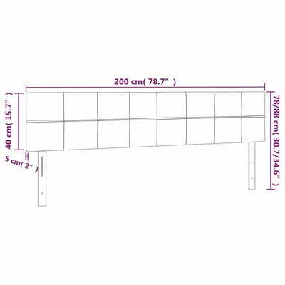 vidaXL 2 db sötétszürke bársony fejtámla 100x5x78/88 cm