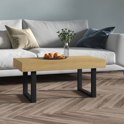 vidaXL világosbarna és fekete MDF és vas dohányzóasztal 90x45x40 cm