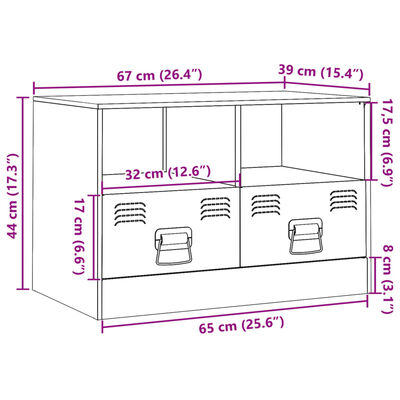 vidaXL antracitszürke acél TV-szekrény 67 x 39 x 44 cm