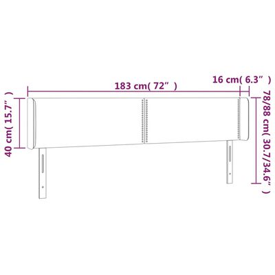 vidaXL sötétszürke bársony szárnyas fejtámla 183x16x78/88 cm