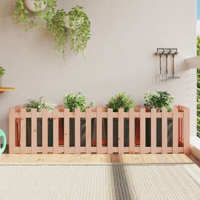 vidaXL tömör duglászfenyő kerti magaságyás kerítéssel 200x50x50 cm