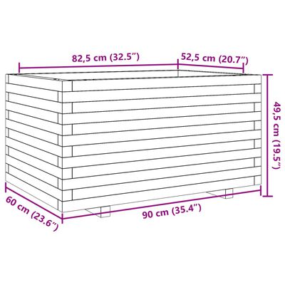 vidaXL impregnált fenyőfa kerti virágláda 90 x 60 x 49,5 cm