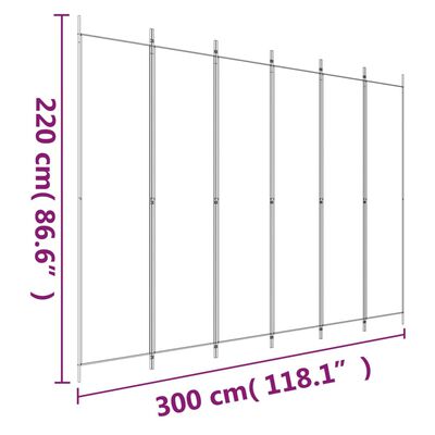 vidaXL 6 paneles fekete szövet térelválasztó 300x220 cm