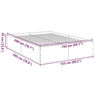 vidaXL barna tölgyszínű szerelt fa ágykeret 150 x 200 cm