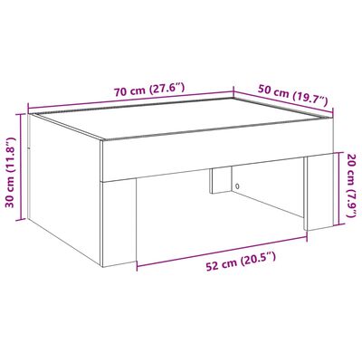 vidaXL sonoma tölgy végtelen hatású LED-es dohányzóasztal 70x50x30 cm