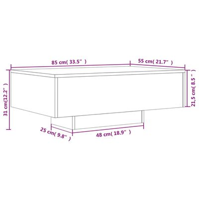 vidaXL fehér dohányzóasztal LED-lámpákkal 85 x 55 x 31 cm