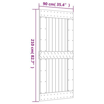 vidaXL tömör fenyőfa tolóajtó fémszerelék szettel 90 x 210 cm