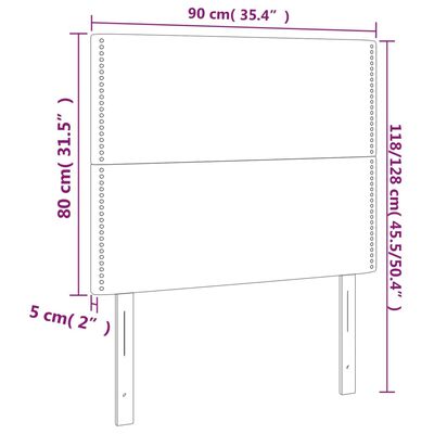 vidaXL sötétszürke szövet LED-es fejtámla 90x5x118/128 cm