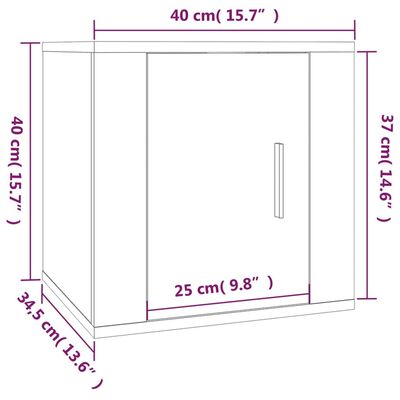 vidaXL magasfényű fehér fali TV-szekrény 40 x 34,5 x 40 cm