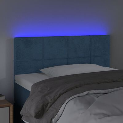 vidaXL sötétkék bársony LED-es fejtámla 100x5x78/88 cm