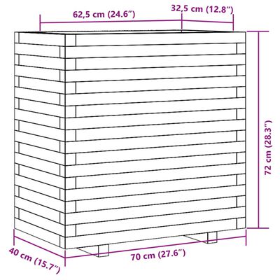 vidaXL impregnált fenyőfa kerti virágláda 70x40x72 cm